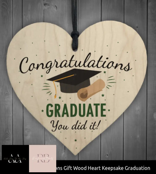 You Did It Congratulations Gift Wood Heart Keepsake Graduation